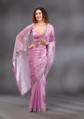 Lavender Stonework (Silver) Organza Saree