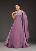 Lavender Stonework Satin Gown