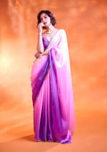 Lavender Ombre Stonework Satin Bollywood Saree