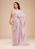 Lavender Stonework (Silver) Satin Saree