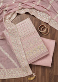 Lavender Threadwork Georgette Unstitched Salwar Suit