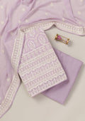 Lavender Threadwork Georgette Unstitched Salwar Suit