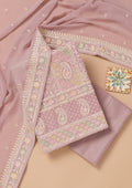 Lavender Threadwork Georgette Unstitched Salwar Suit