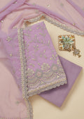 Lavender Threadwork Georgette Unstitched Salwar Suit