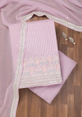 Lavender Threadwork Georgette Unstitched Salwar Suit