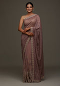 Lavender Threadwork Net Designer Saree
