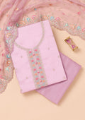Lavender Threadwork Organza Unstitched Salwar Suit