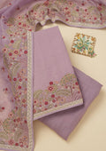 Lavender Threadwork Tissue Unstitched Salwar Suit