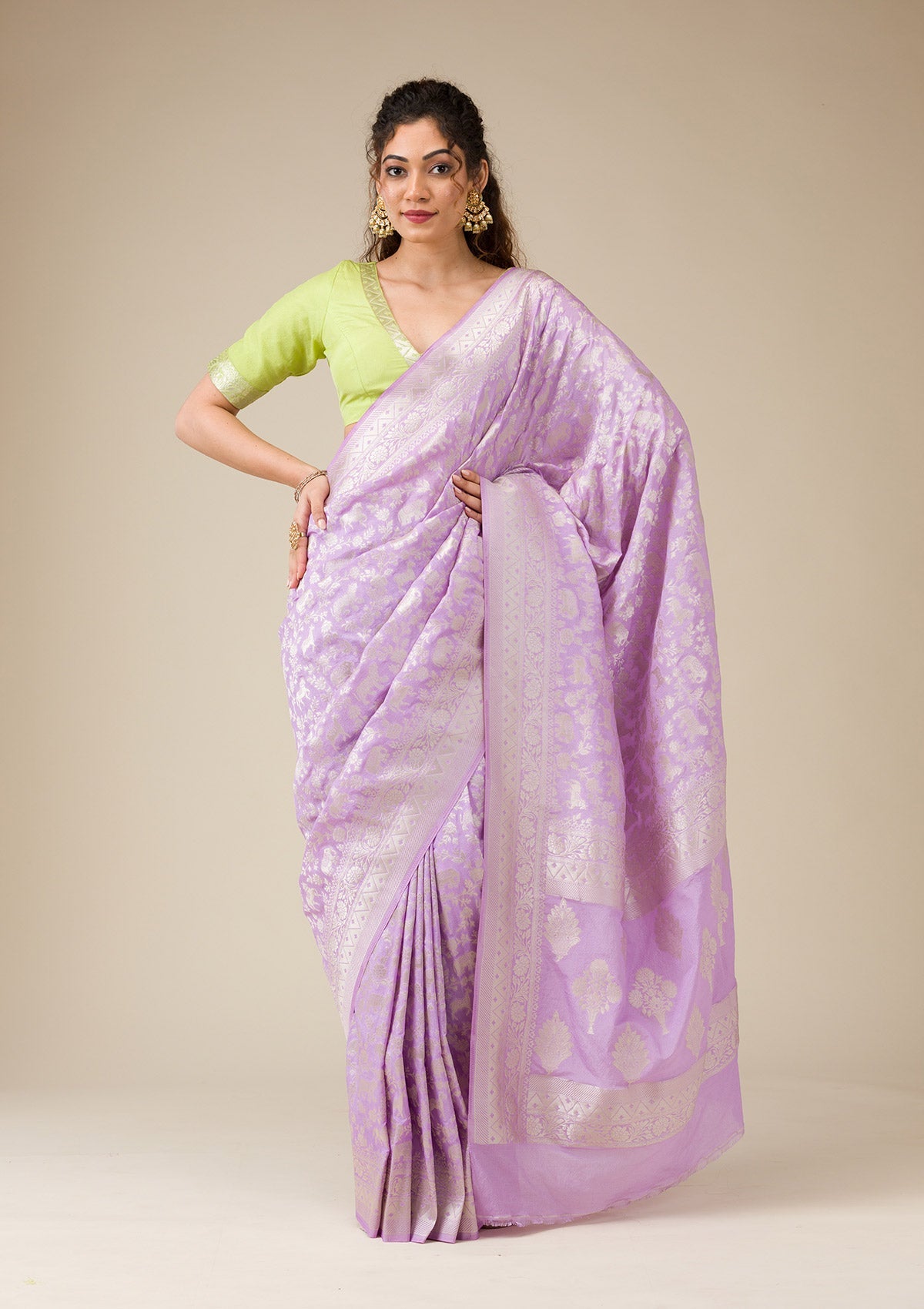 Lavender Zariwork (Gold) Georgette Saree