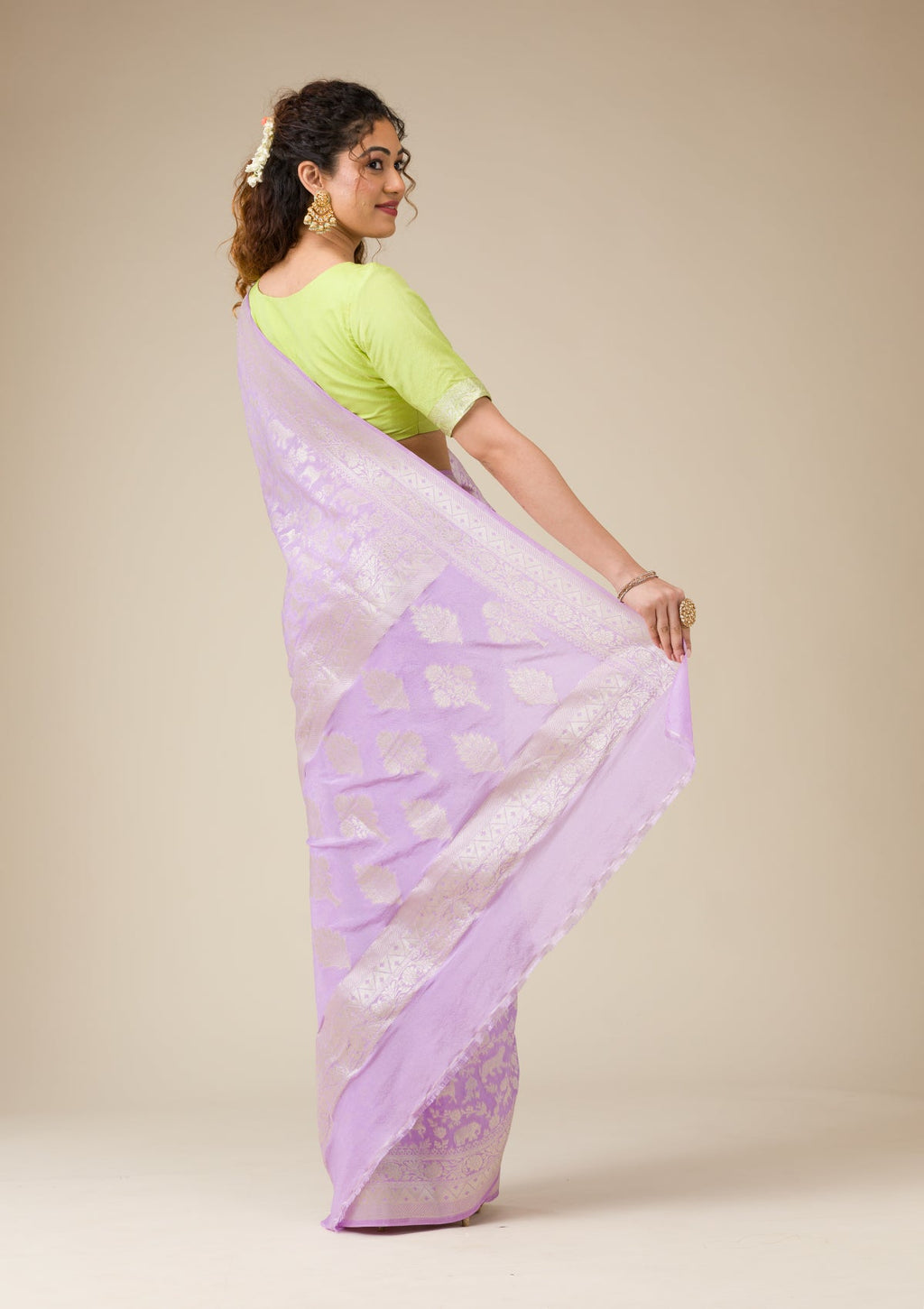 Lavender Zariwork (Gold) Georgette Saree