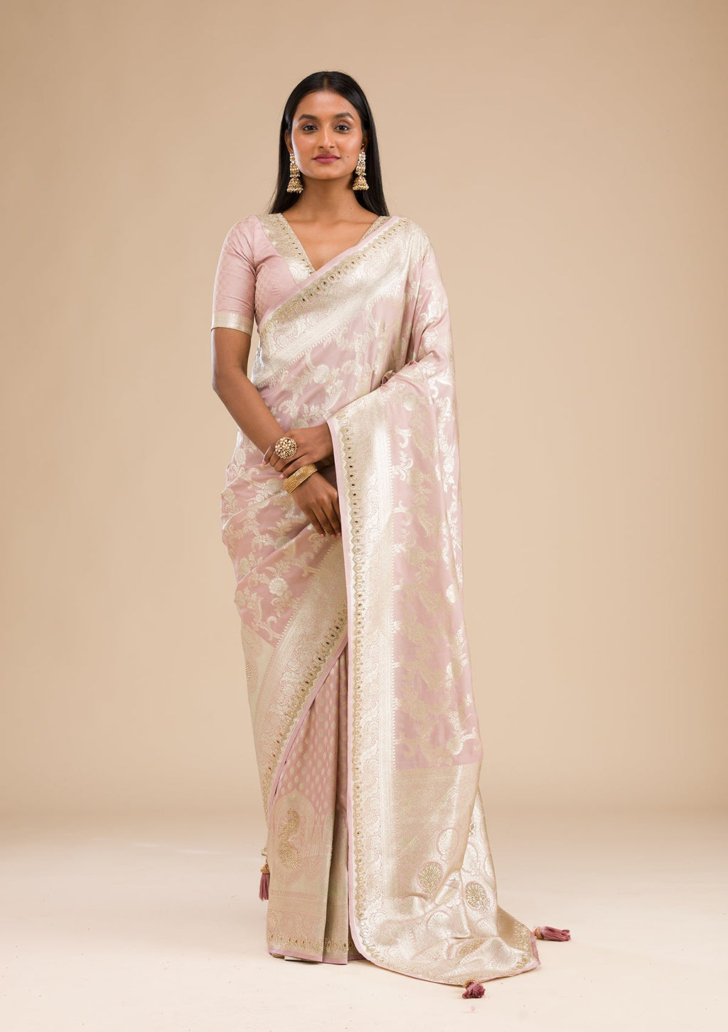 Lavender Zariwork Banarasi Silk Saree