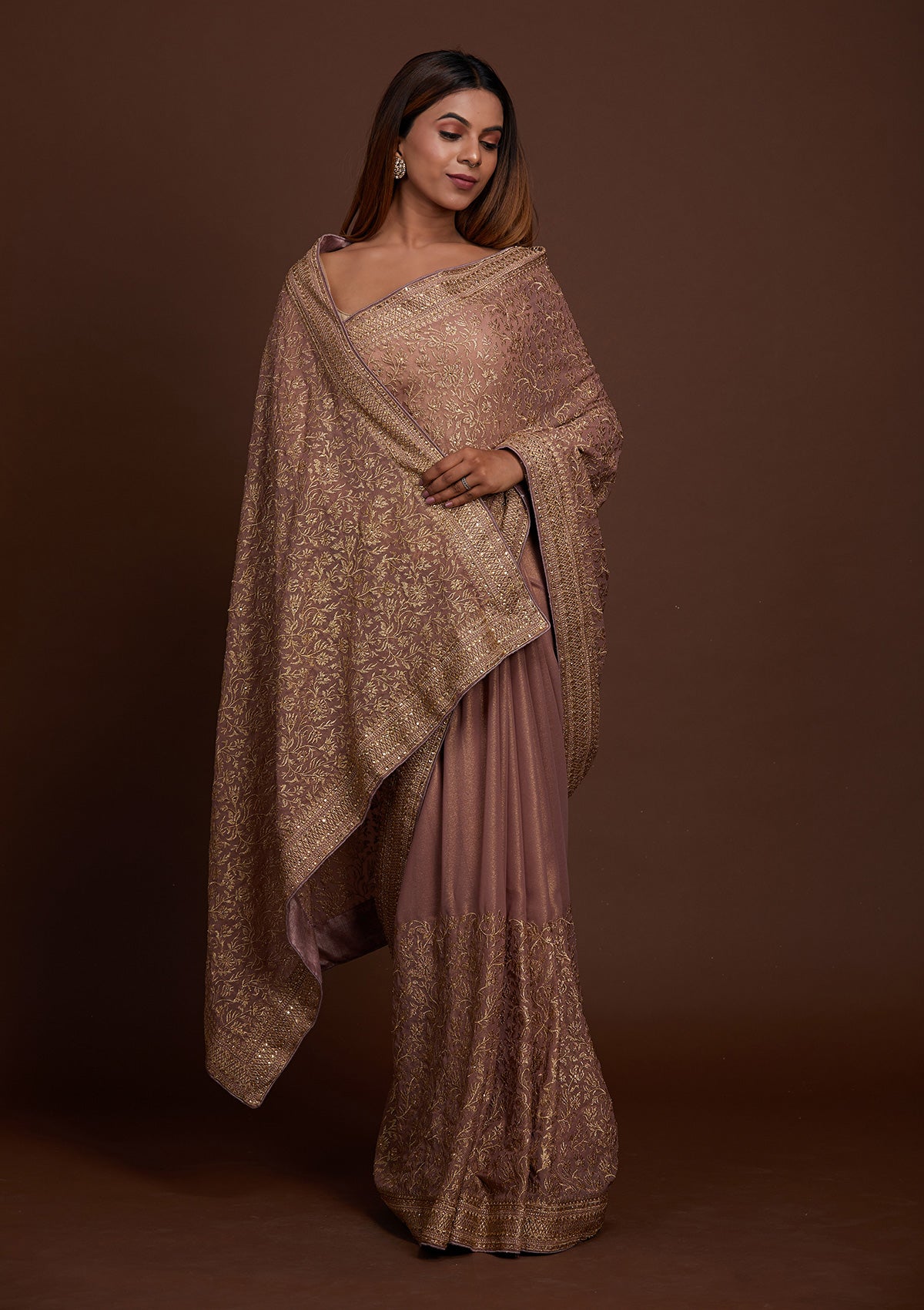 Lavender Zariwork Shimmer Designer Saree