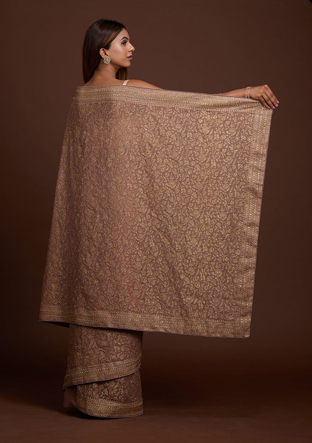 Lavender Zariwork Shimmer Designer Saree