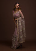 Lavender Zariwork Net Designer Saree