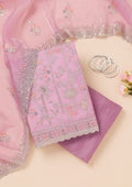 Lavender Zariwork Organza Unstitched Salwar Suit
