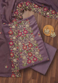 Lavender Zariwork Semi Crepe Unstitched Salwar Suit