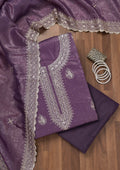 Lavender Zariwork Tissue Unstitched Salwar Suit