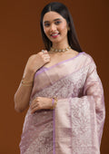 Lavender Zariwork Tissue Saree