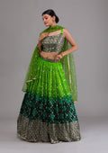 Leaf Green Sequins Georgette Readymade Lehenga