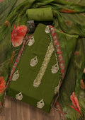 Leaf Green Zariwork Georgette Unstitched Salwar Suit