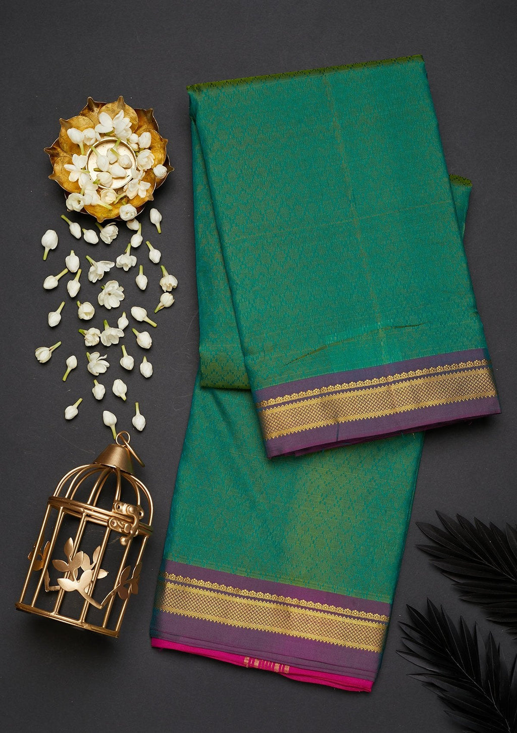 Leaf Green Zariwork Pure Silk Saree
