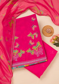 Leaf Green Printed Semi Crepe Unstitched Salwar Suit