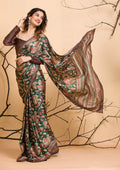 Leaf Green Swarovski Satin Saree