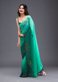 Leaf Green Swarovski Satin Saree