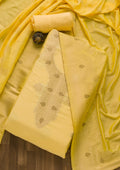 Lemon Yellow Zariwork Cotton Unstitched Salwar Suit