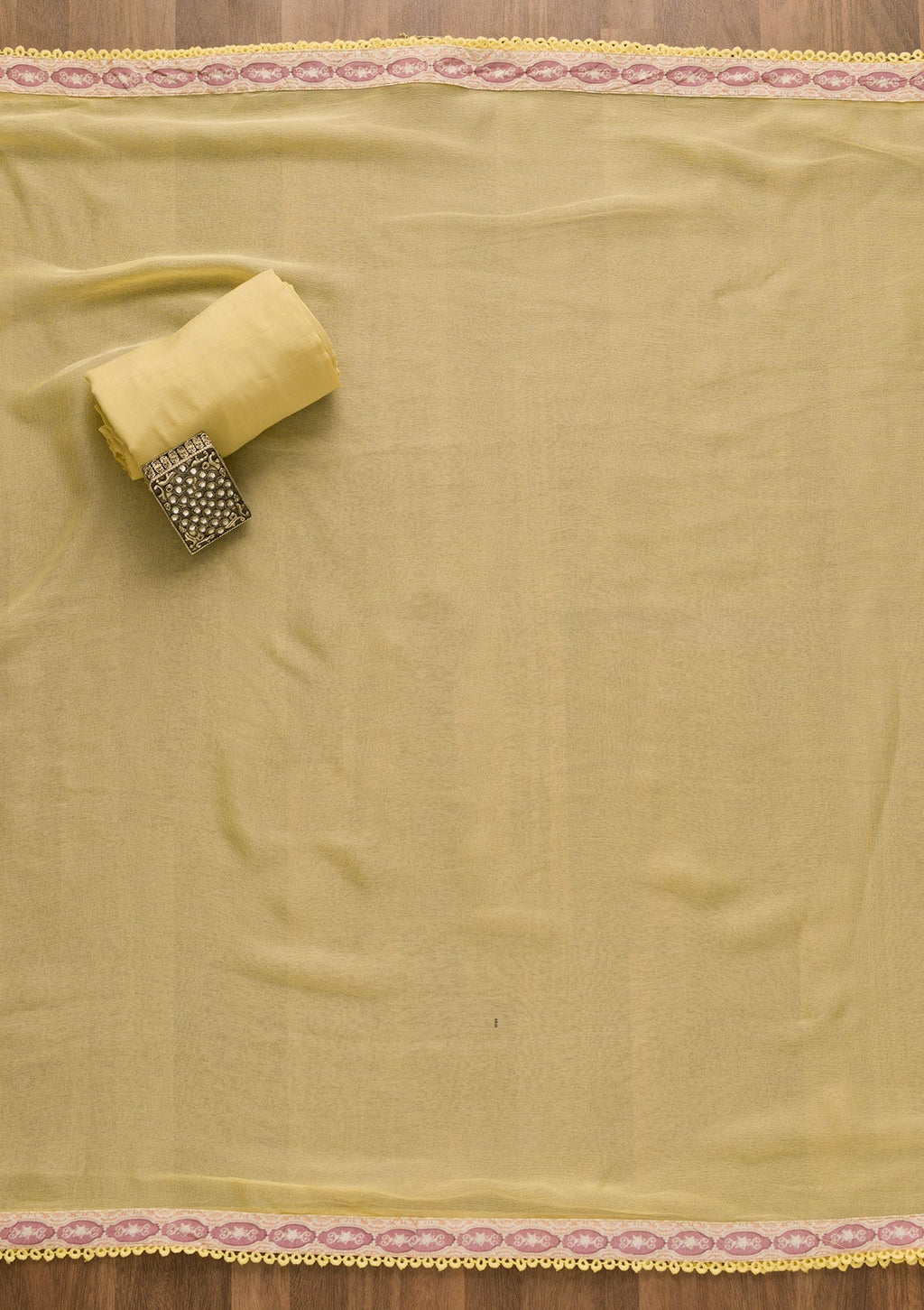 Lemon Yellow Printed Poly Cotton Unstitched Salwar Suit