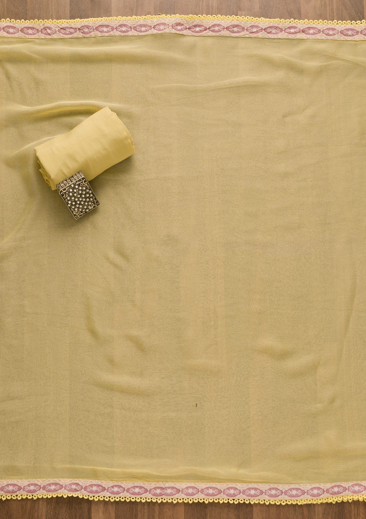 Lemon Yellow Printed Poly Cotton Unstitched Salwar Suit