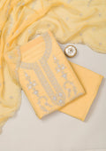 Lemon Yellow Zariwork Tissue Unstitched Salwar Suit