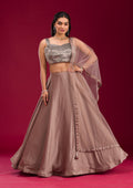 Light Brown Cutdana Satin Readymade Lehenga