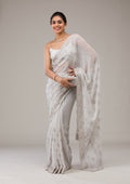 Light Grey Stonework Georgette Saree