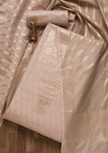 Light Grey Zariwork Banarasi Unstitched Salwar Suit