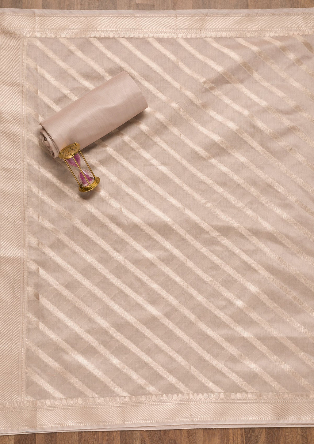 Light Grey Zariwork Banarasi Unstitched Salwar Suit