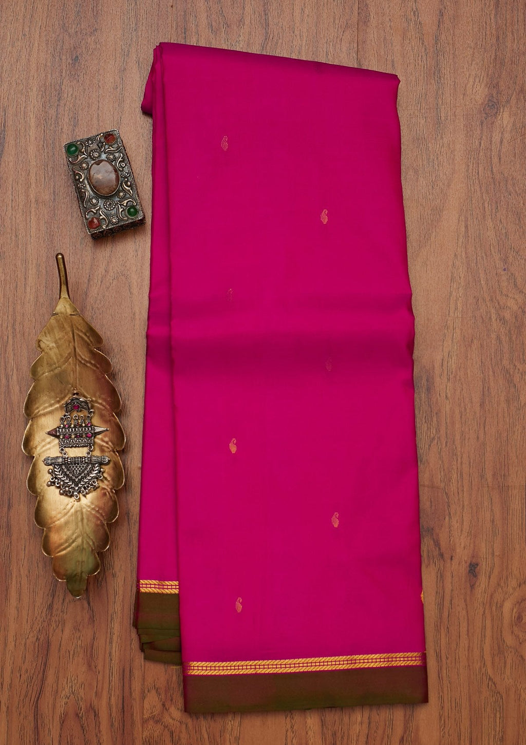 Magenta Pink Zariwork Pure Silk Saree