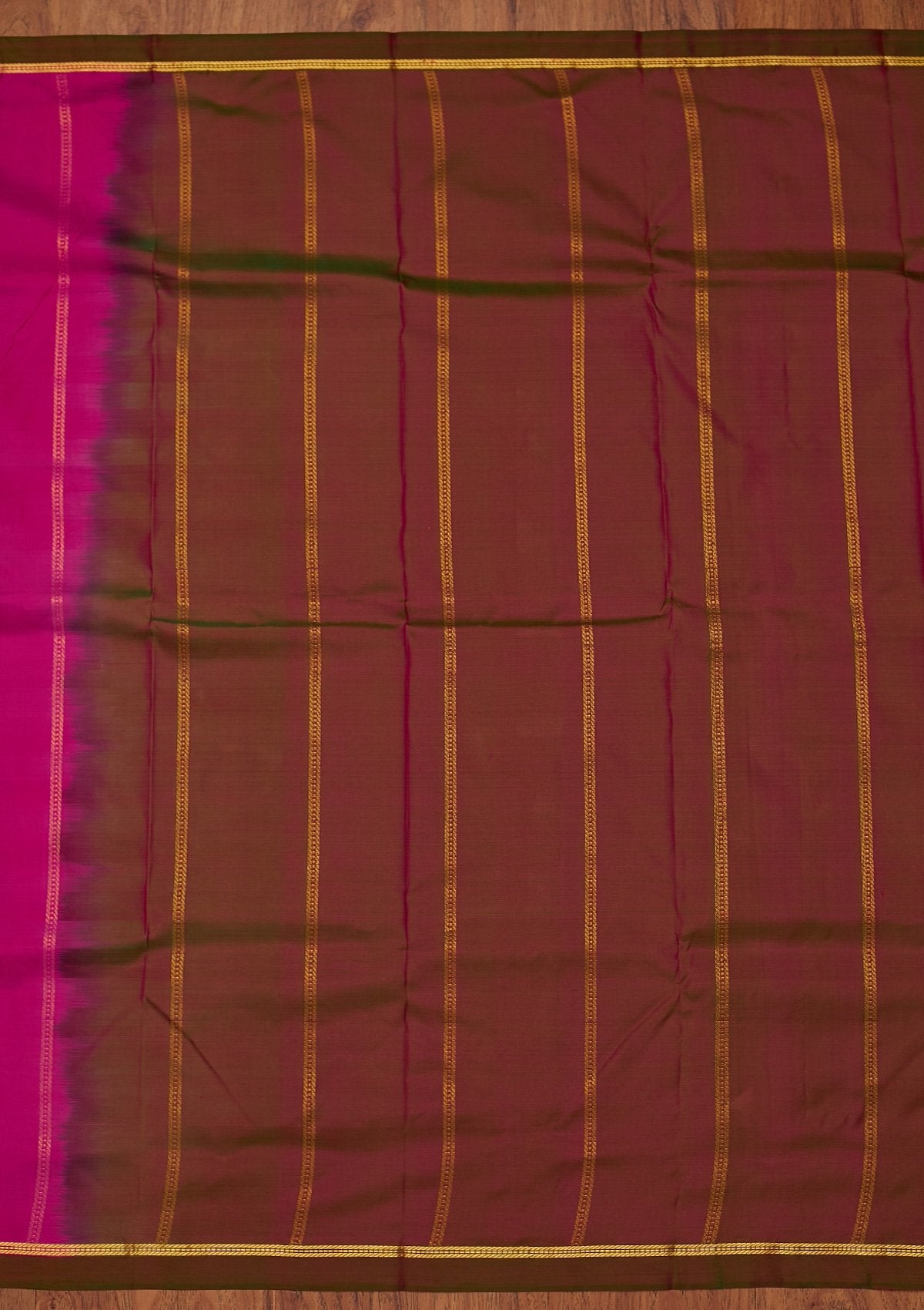 Magenta Pink Zariwork Pure Silk Saree