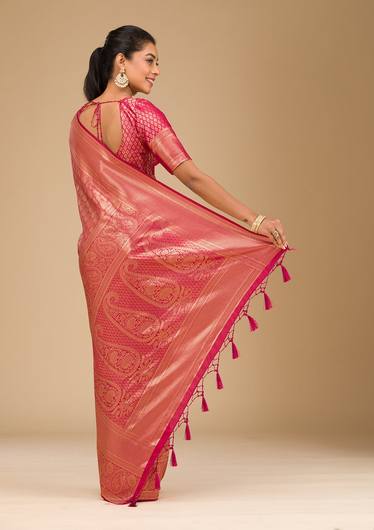 Maroon Plain Art Silk Saree