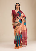 Maroon Printed Art Silk Saree