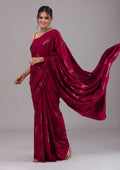 Maroon Sequins Semi Crepe Designer Saree
