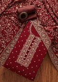 Maroon Sequins Georgette Unstitched Salwar Suit