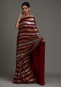 Maroon Sequins Georgette Designer Saree