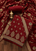 Maroon Stonework Georgette Unstitched Salwar Suit