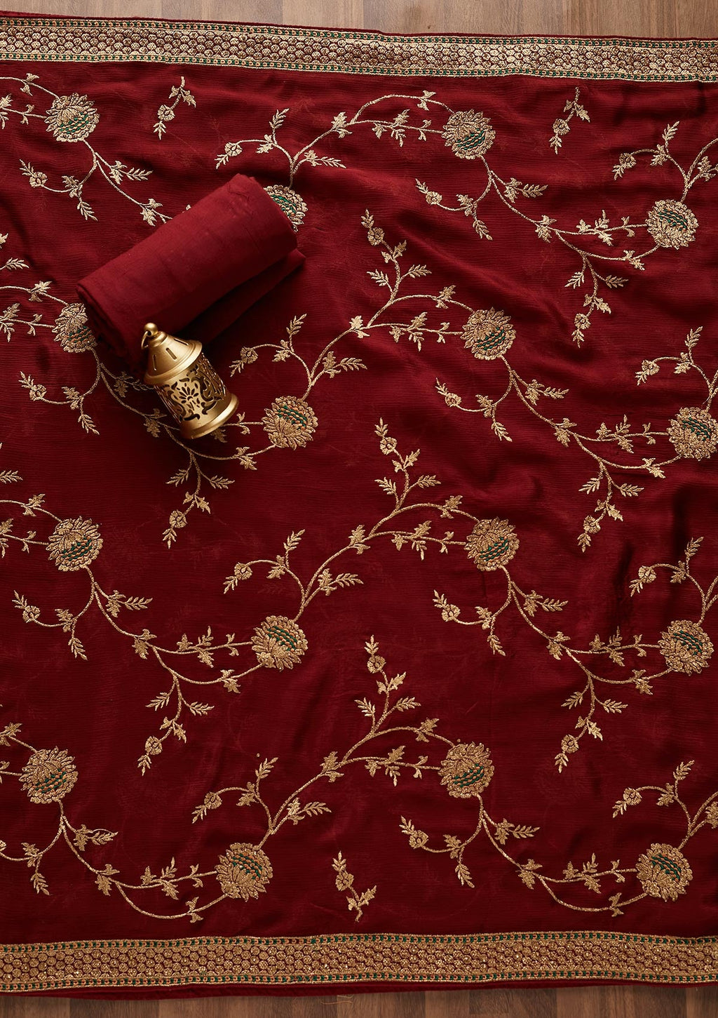 Maroon Stonework Georgette Unstitched Salwar Suit