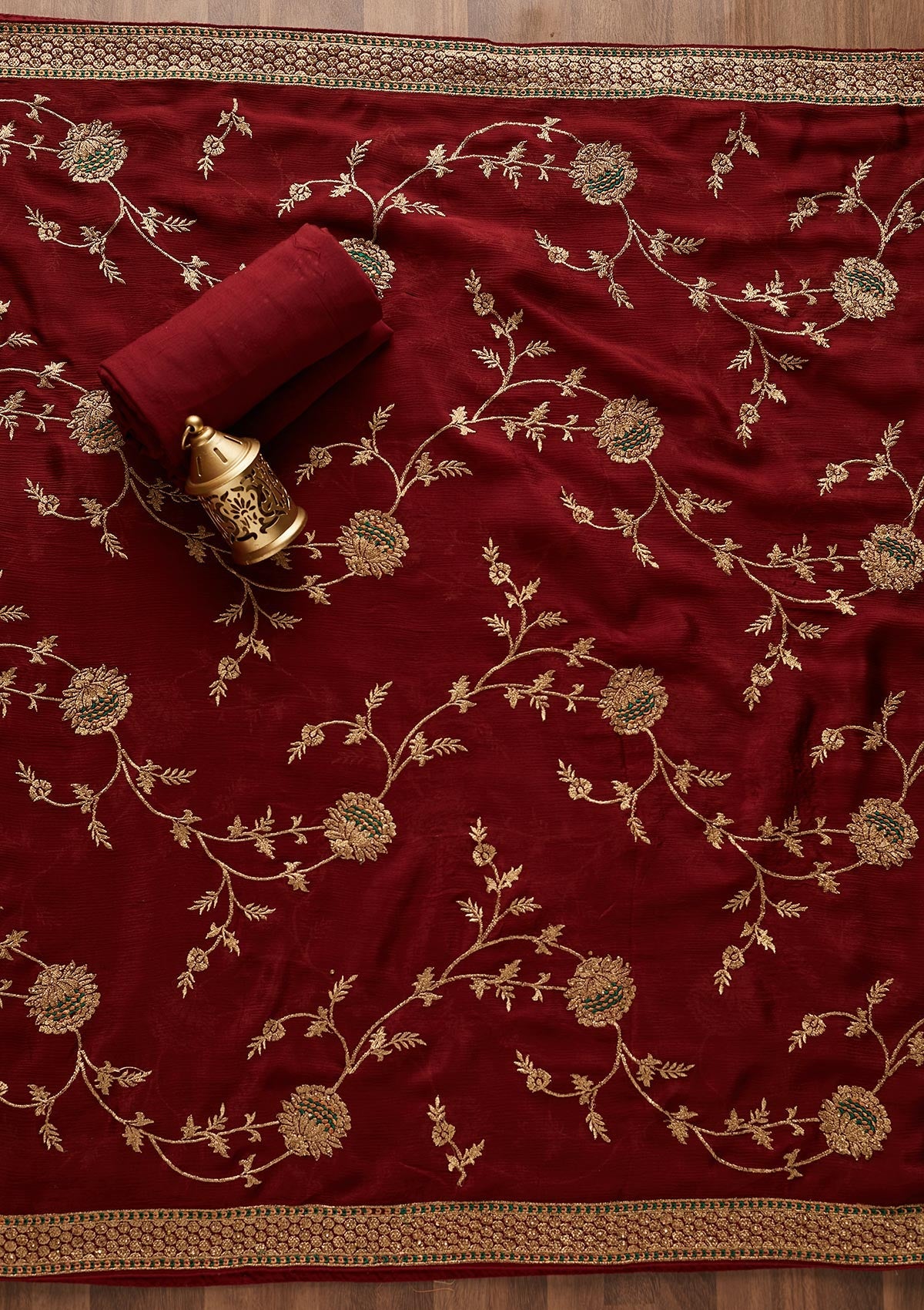 Maroon Stonework Georgette Unstitched Salwar Suit