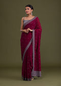 Maroon Stonework Georgette Designer Saree