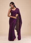 Wine Printed Georgette Saree