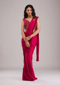 Maroon Stonework (Gold) Satin Saree