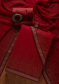 Maroon Swarovski Georgette Unstitched Salwar Suit